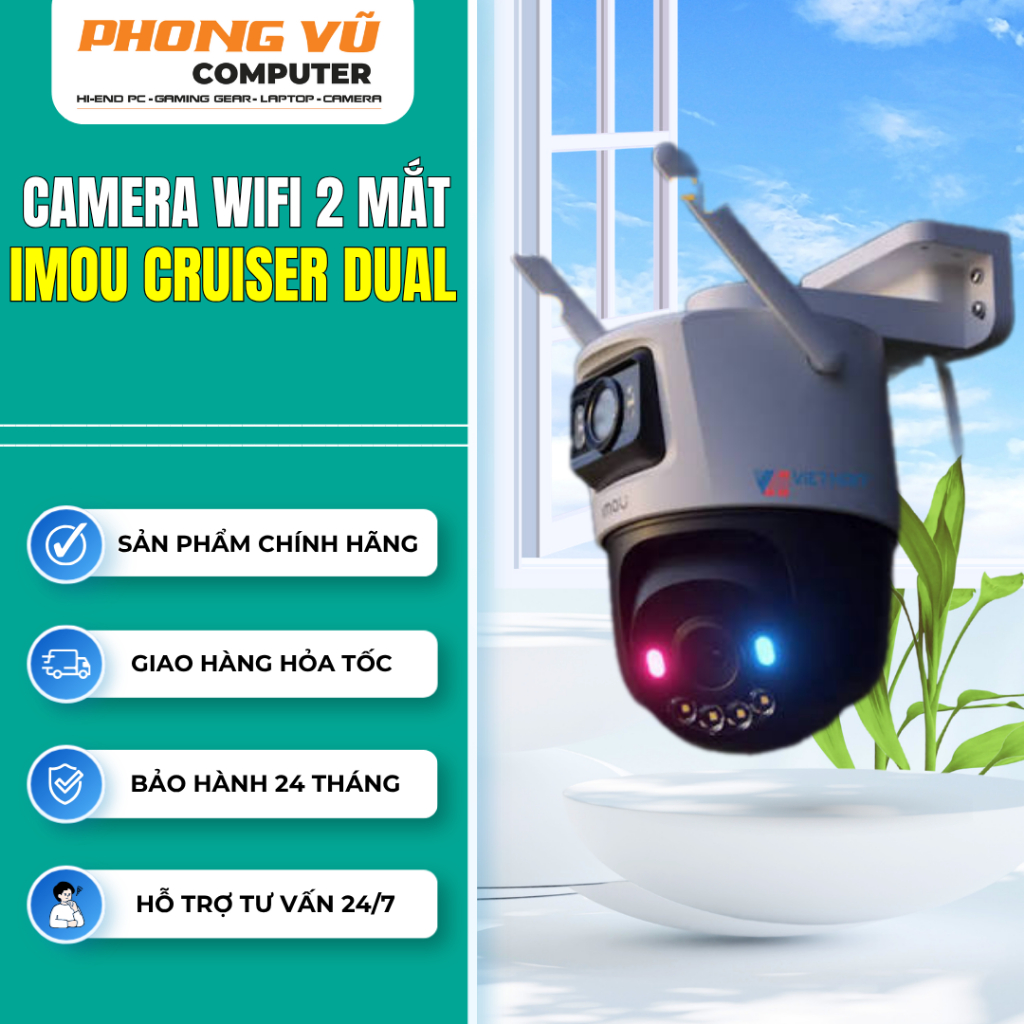 Camera 2 Mắt Ngoài Trời iMOU Cruiser Dual 10MP IPC-S7XP-10M0WED