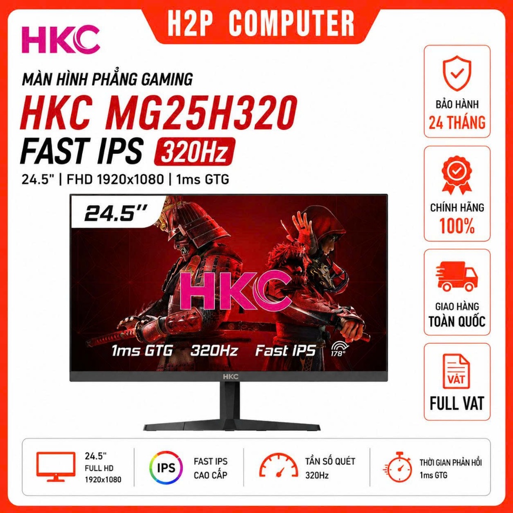 Màn hình PC Gaming HKC MG25H320 25 inch Fast IPS 320Hz 1ms chuyên game FPS - Chính hãng