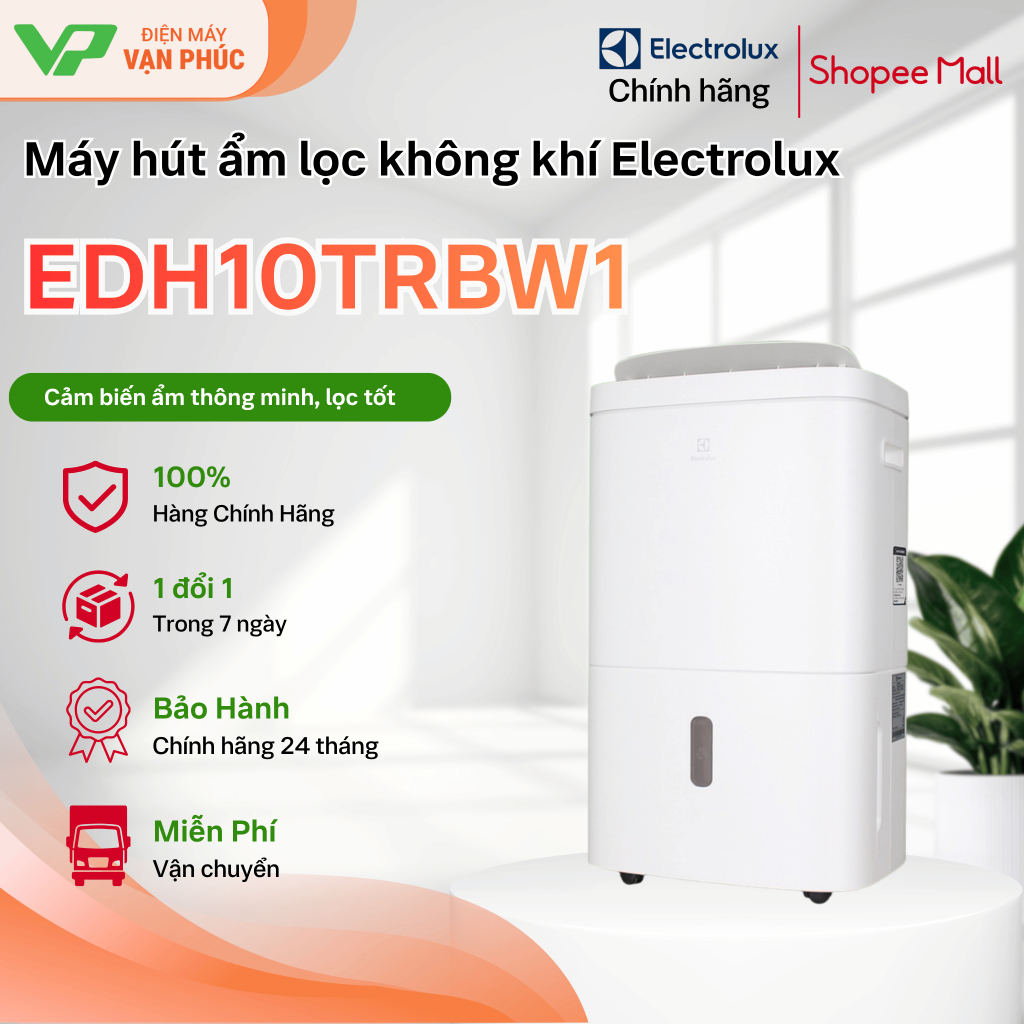 Máy hút ẩm Electrolux EDH10TRBW1(20lít/ngày) - Chính hãng BH-24 tháng