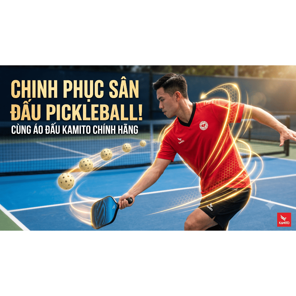 Áo Pickleball Kamito Kamito 01 KMAH243117 - Đỏ đen chính hãng