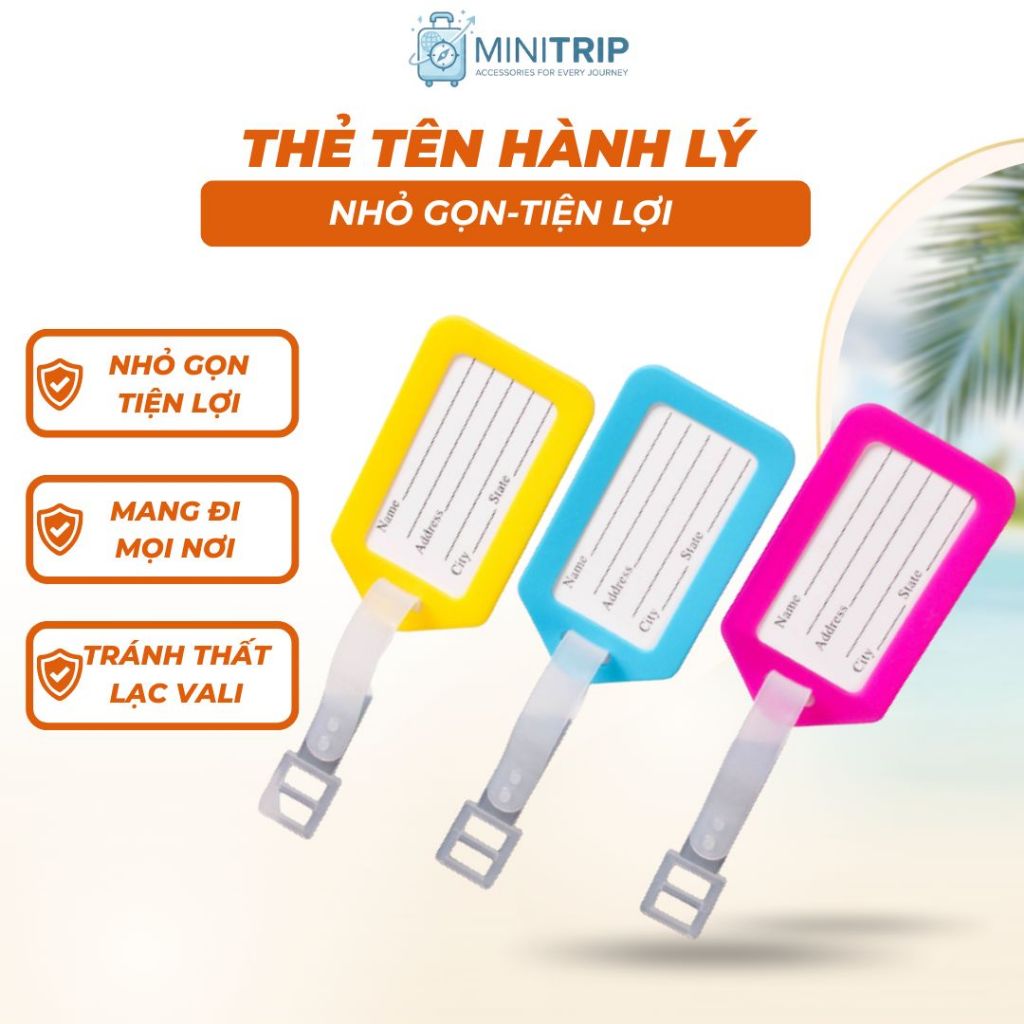 Thẻ Tên Treo Tag Hành Lý, Tag Name, Tag Vali, Balo Đi Du Lịch, Đi Học Bằng Nhựa Có dây Đeo