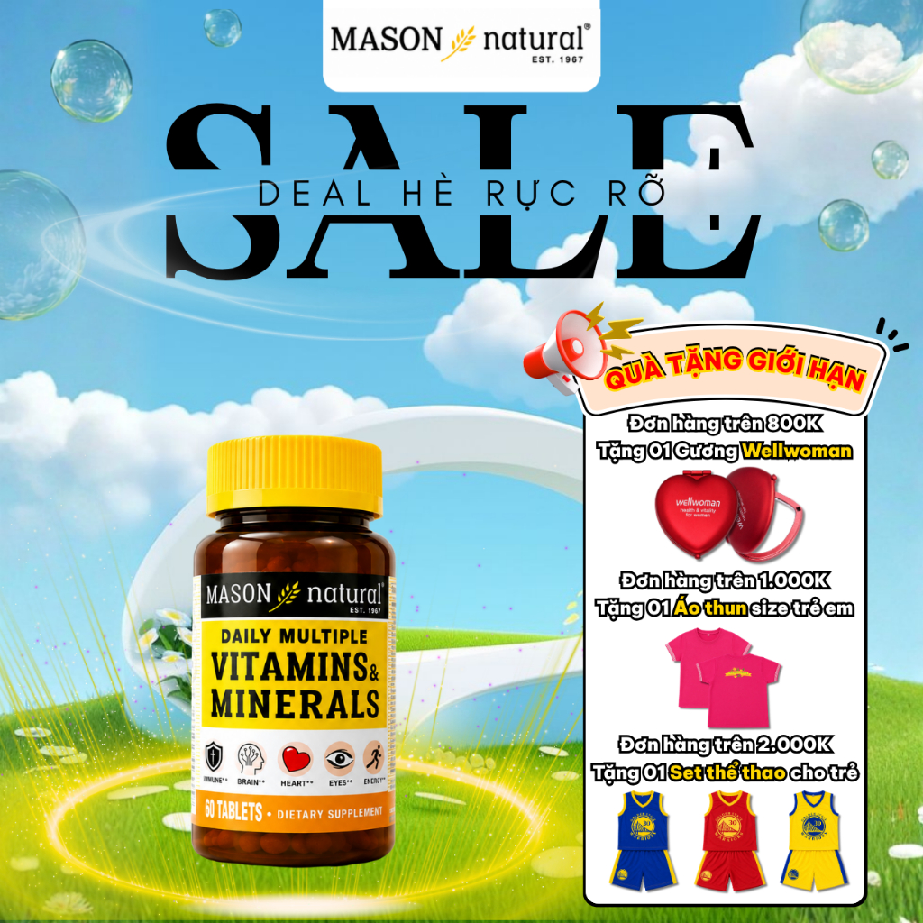 Viên bổ sung 24 loại Vitamin & Khoáng Mason Natural Daily Multiple Vitamins With Minerals 60 viên