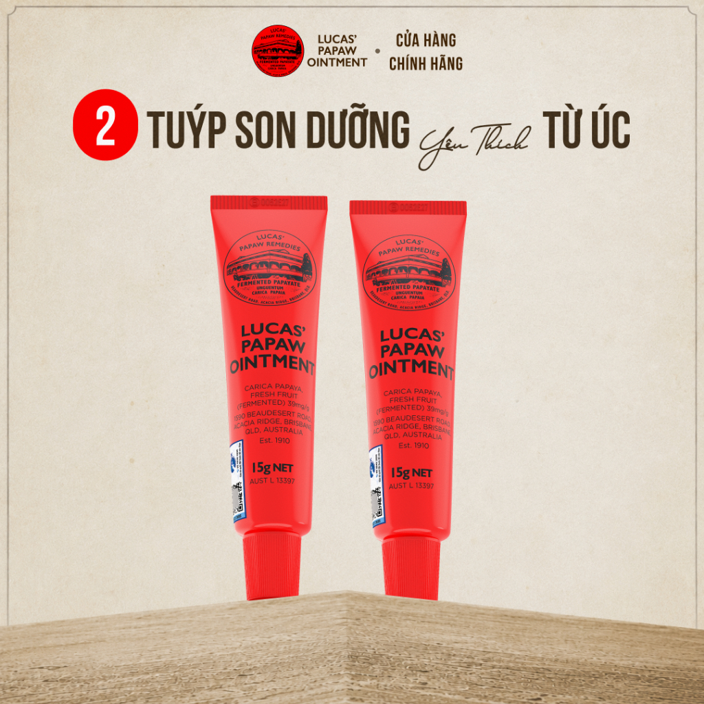 Combo 2 Tuýp Son Dưỡng 15G Đu Đủ Lucas Papaw - Dưỡng Môi Mềm Mịn, Giảm Khô Nứt Môi & Gót Tay Chân | BigBuy360 - bigbuy360.vn