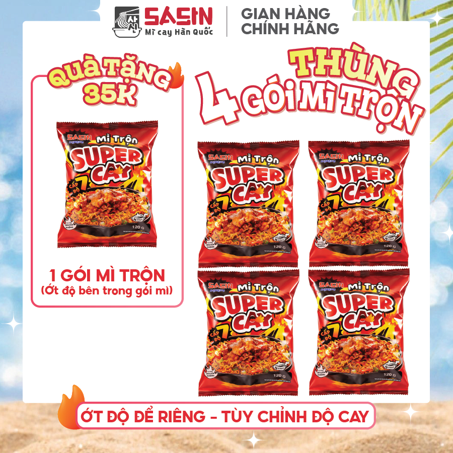 [THÙNG 4 TẶNG 1] Mì Trộn Sasin Super Cay (Thùng 4 gói) BSET0170