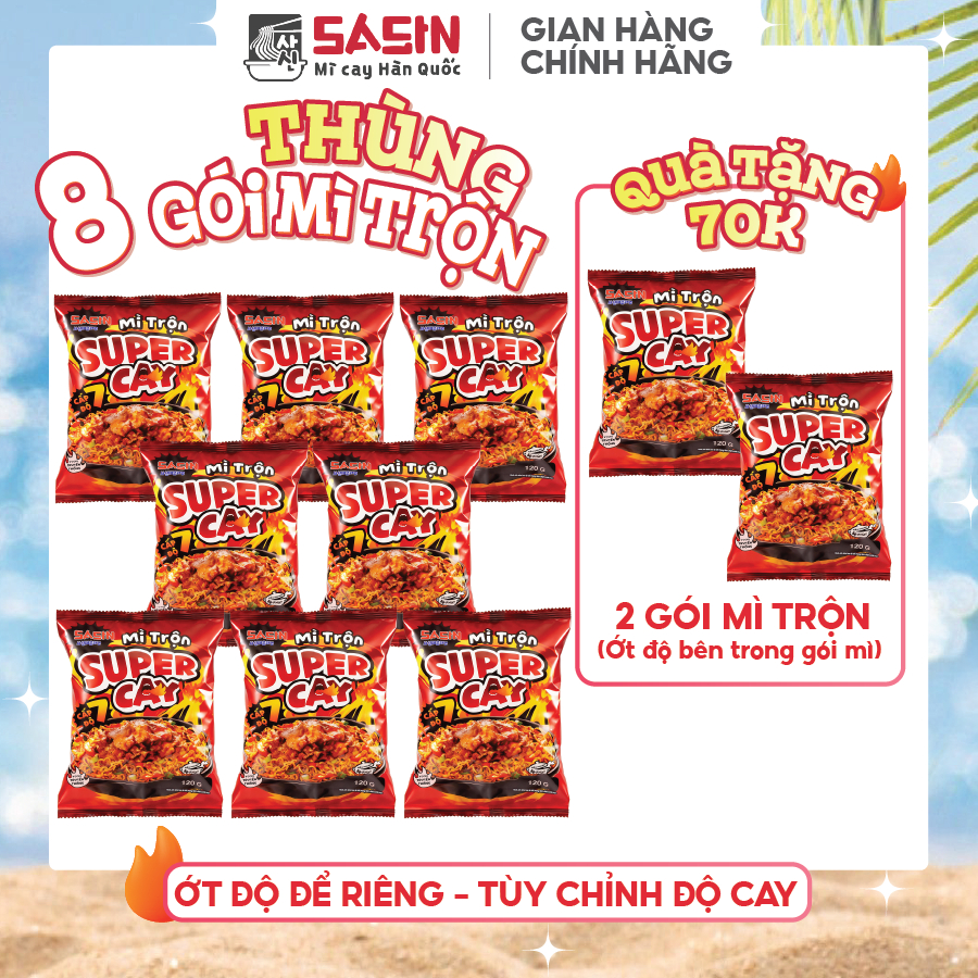 [THÙNG 8 TẶNG 2] Mì Trộn Sasin Super Cay (Thùng 8 gói) BSET0171