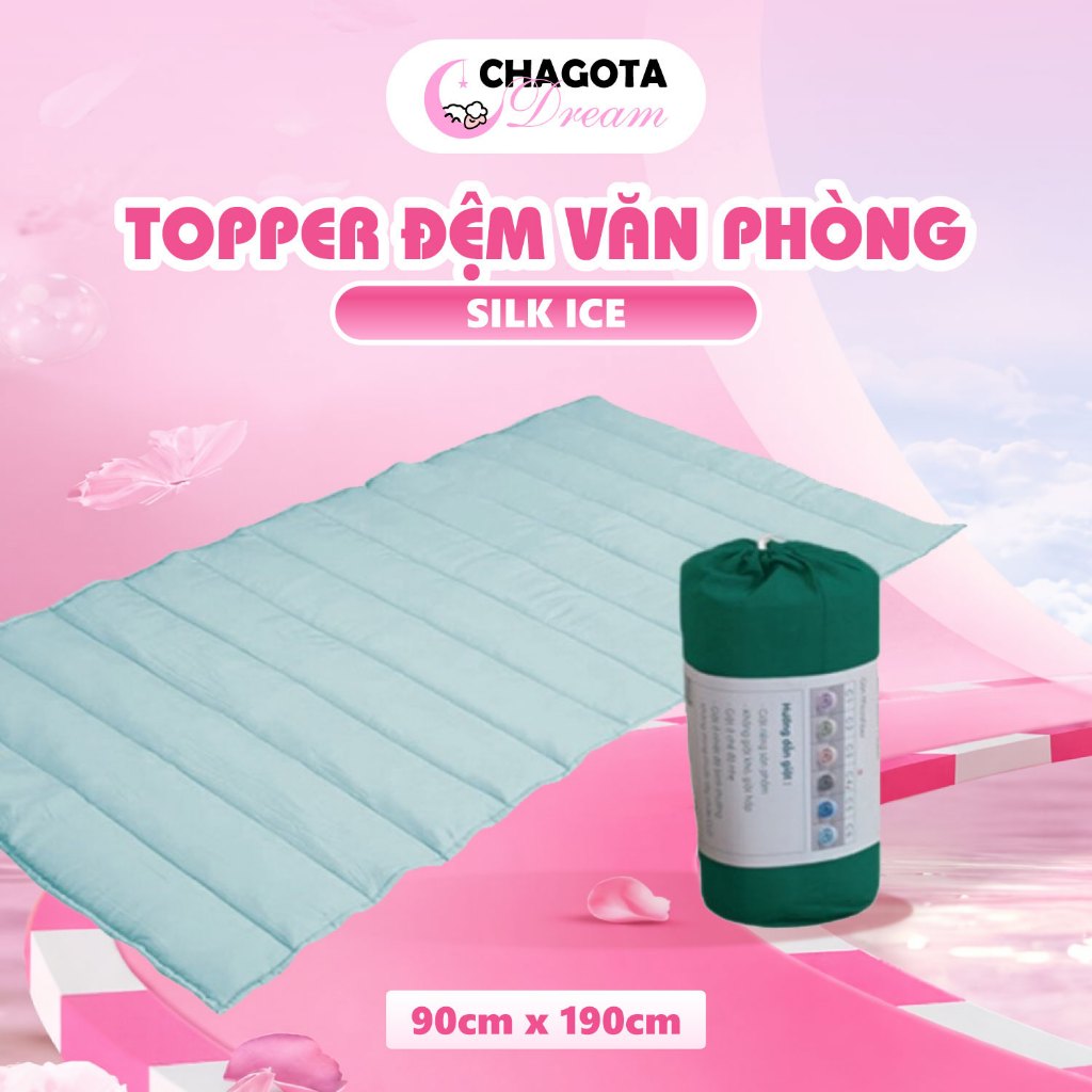 Đệm Topper Silk Ice Văn Phòng CHAGOTA 90x190cm, Chần Gòn Microfiber, Kèm Túi Gấp Gọn Tiện Nghi, Đẹp 