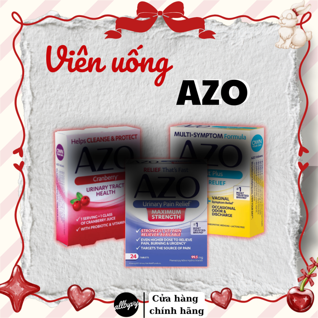 Viên uống AZO YEAST PLUS / AZO đỏ Cranberry Urinary Health
