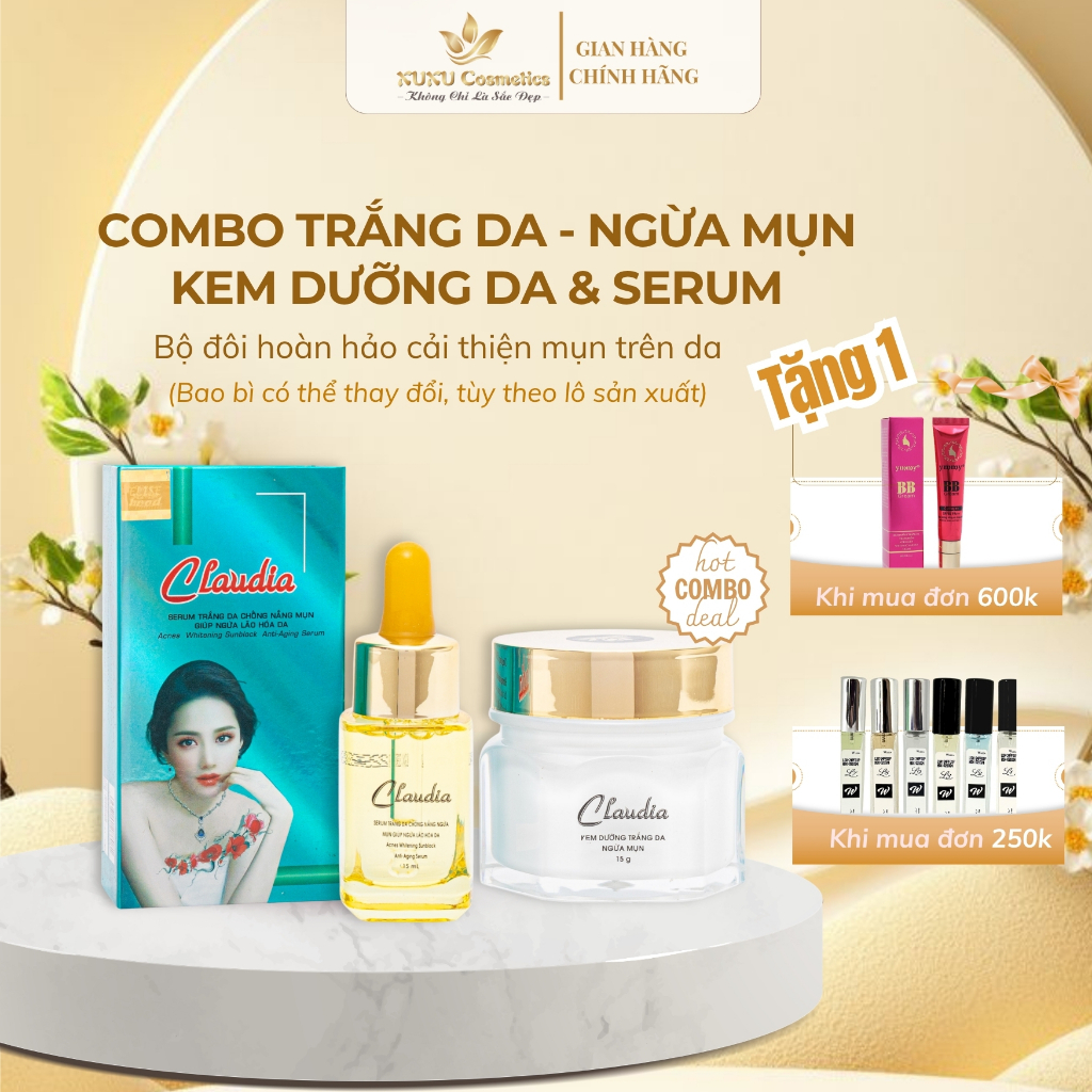 Combo dưỡng trắng da, ngừa mụn Claudia