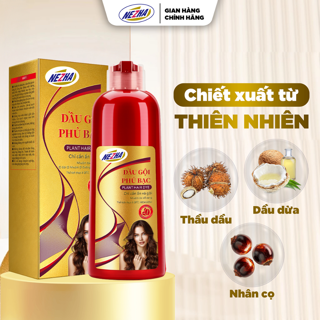 Dầu Gội Phủ Bạc Đen Tự Nhiên Việt Nam Giữ Màu Lâu Thảo Dược NEZHA không gây…