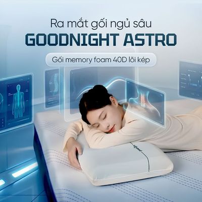 (Global) Gối ngủ sâu Memory foam 40D Goodnight Astro lõi kép, Gối ngủ cao cấp