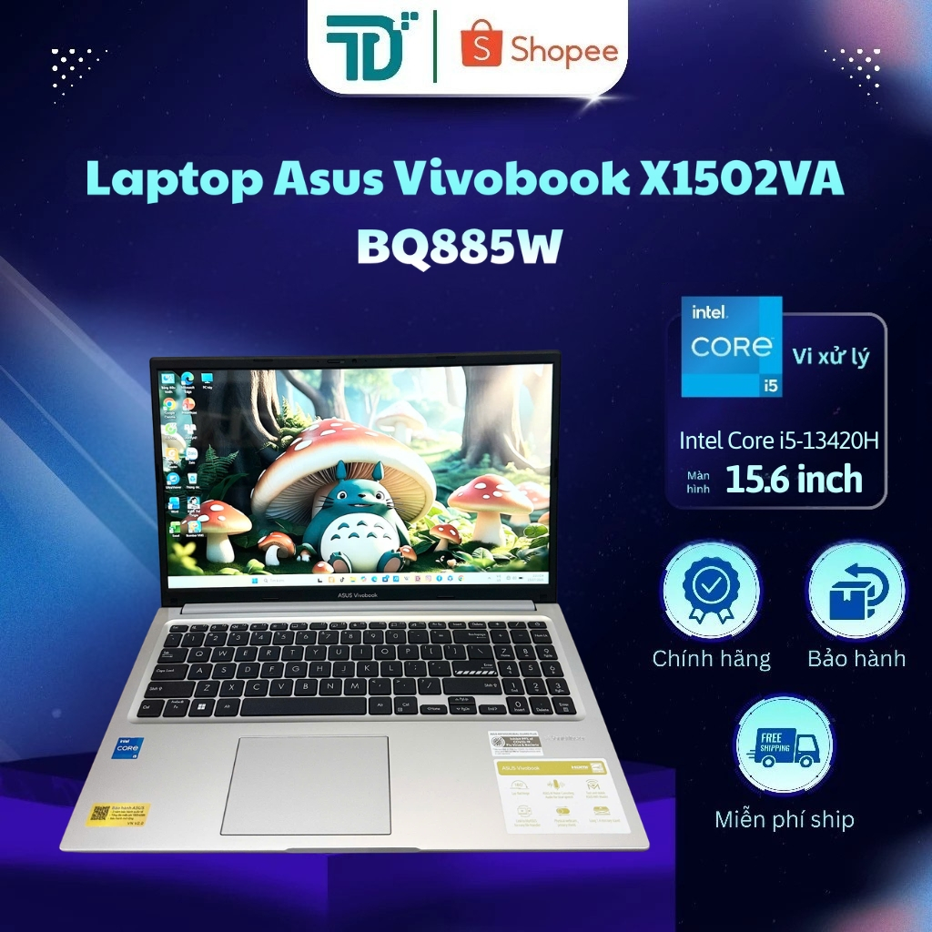 Laptop Asus Vivobook X1502VA-BQ885W i5-13420H/16GB/512GB/15.6" FHD/W11 Bạc - Laptop 99%