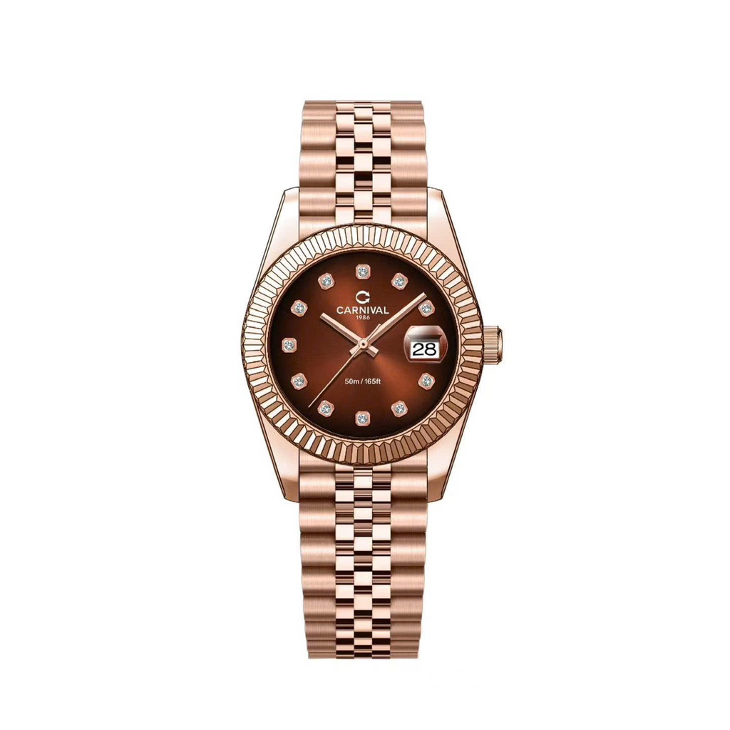 [Chính Hãng 100%] Đồng Hồ Nữ Carnival 8250L (8250) Máy Quartz (Pin) Kính Sapphiare Mặt Siz 31mm Full