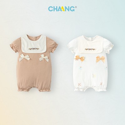 [CHAANG 0-12M] Body cộc nơ Tulip cho bé gái có cúc sau