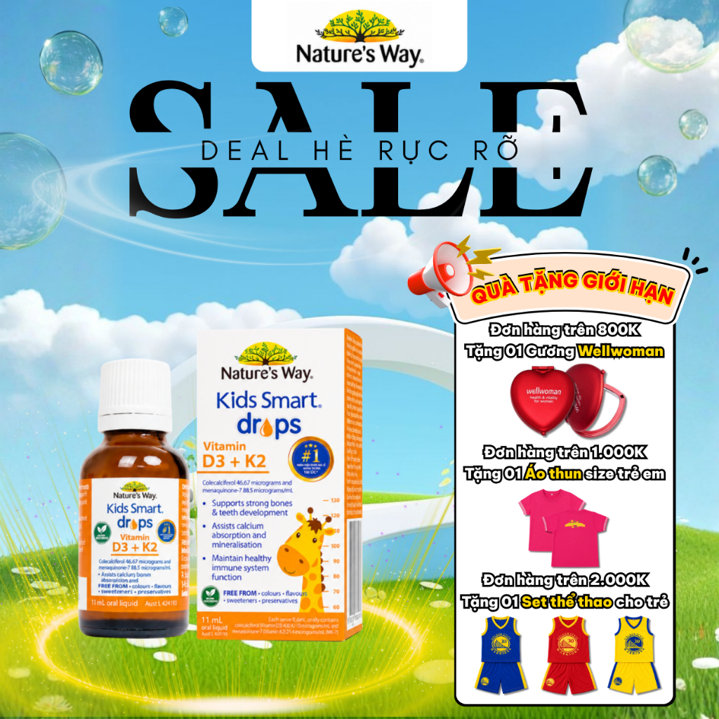 Nature's Way Kids Smart Drops Vitamin D3 + K2 - Vitamin D3K2 Organic 11ml