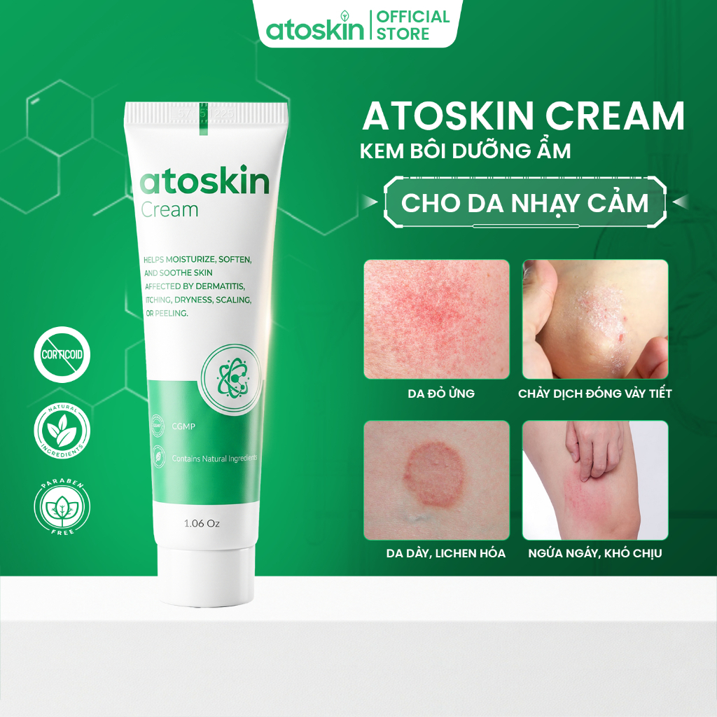 [Che Tên Sản Phẩm] Kem Bôi Viêm Da Cơ Địa Atoskin 30G - Hỗ trợ dưỡng ẩm sâu, Giảm Khô Rát, Ngứa Ngáy