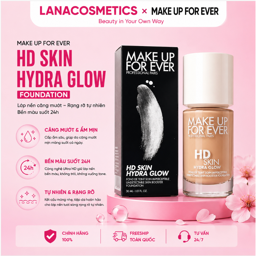 Kem nền Make up For Ever HD Skin Hydra Glow - 1R02 - 30ml