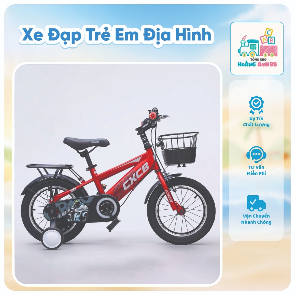 A8 Xe Đạp Trẻ Em Địa Hình Có Gác Baga Cho Bé Trai Bé Gái Size 12/14/16/18/20 Inch Từ 2-10 Tuổi