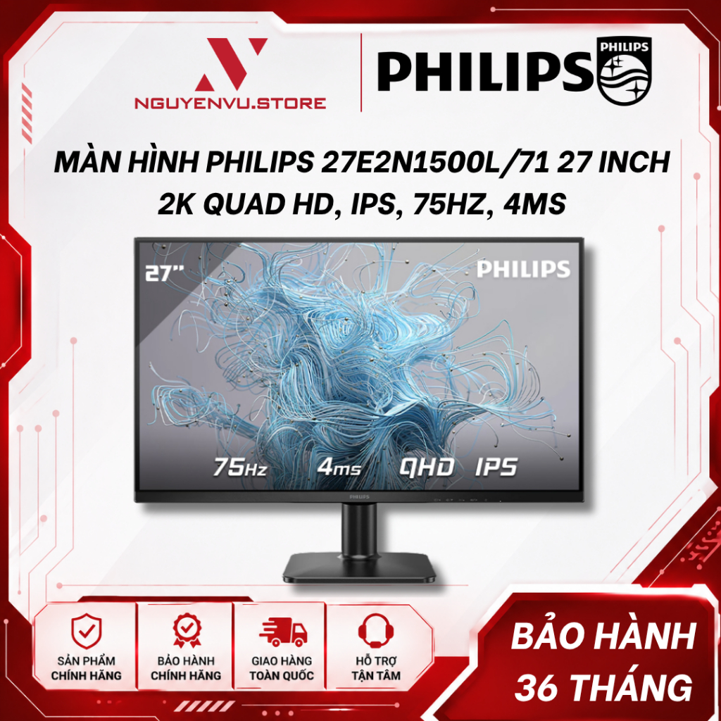 Màn hình Philips 27E2N1500L/71 27 Inch, Quad HD, IPS, 75Hz, 4ms - Hàng chính hãng