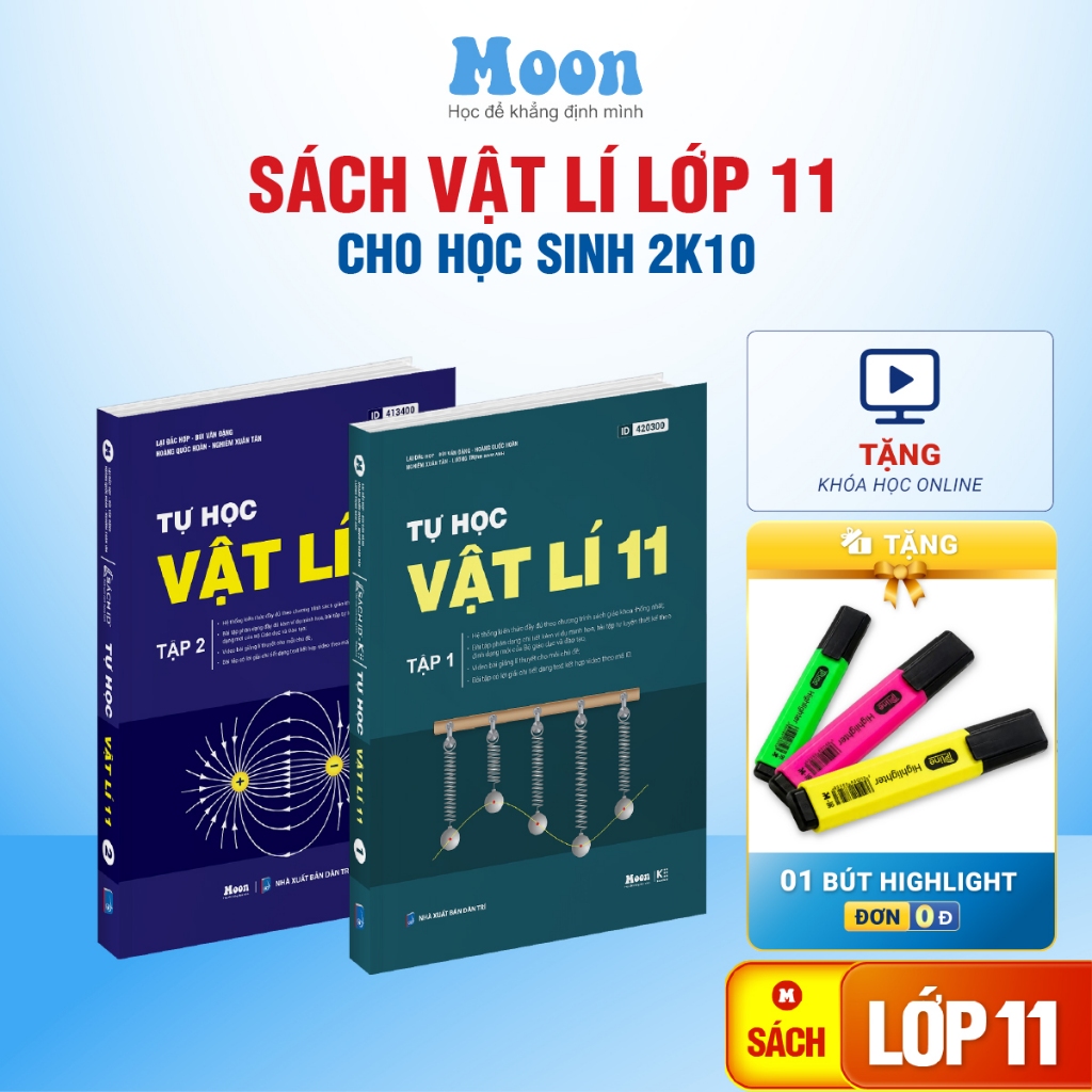 Sách tự học Vật lý lớp 11 tập 1 & tập 2 chương trình SGK mới - Moonbook