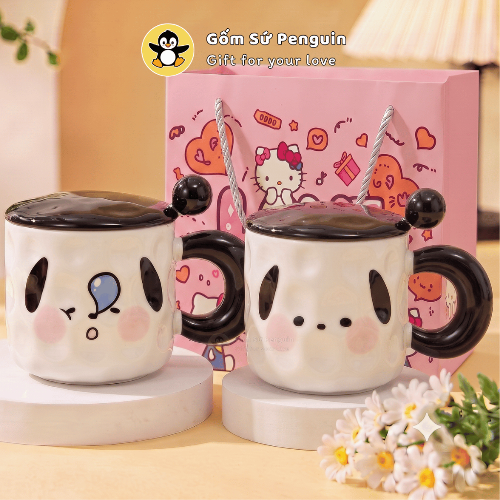 [Penguin] Ly sứ Pochacco phong cách Hàn Quốc 350ml cốc sứ quà tặng nữ decor góc học tập