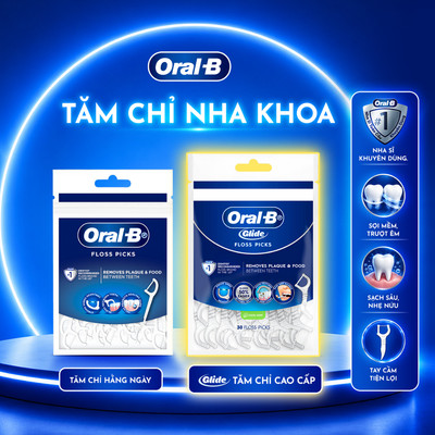 Combo Tăm Chỉ Nha Khoa ORAL-B Glide Hương Bạc Hà- Cho Răng Sạch Sẽ Và Cảm Giác Dễ Chịu- Hộp 30 chiếc
