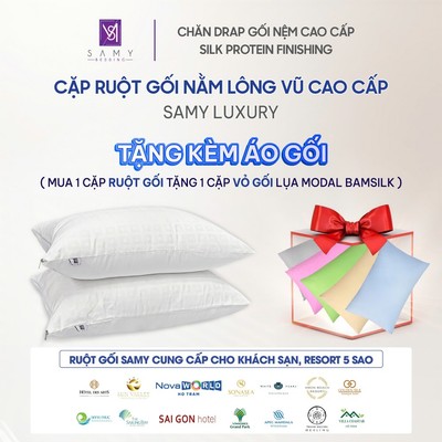 Cặp Ruột Gối Nằm Lông Vũ Luxury Cao Cấp SAMY BEDDING Êm Mềm Cho Khách Sạn 5 Sao