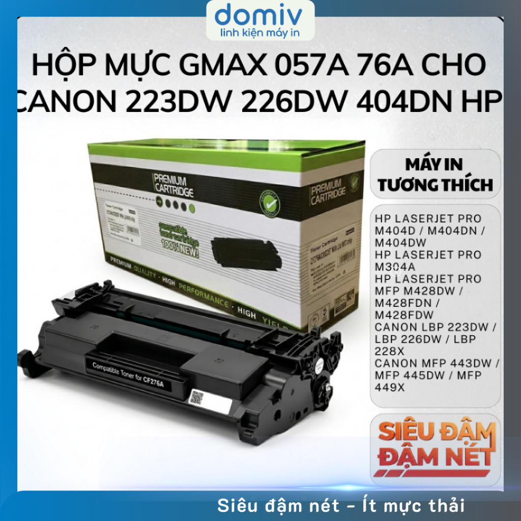 Hộp Mực GMAX 057A 76A Có Chip Cho Canon 223DW 226DW 404DN HP M304 M404D M404DN M428FDN Giá Tốt DOMIV