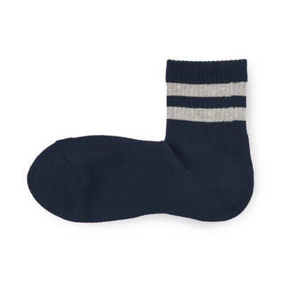 [26AW] MUJI Tất Nam Cổ Lửng Ôm 90 Độ Lòng Tất Dệt Kiểu Vòng (Sọc)