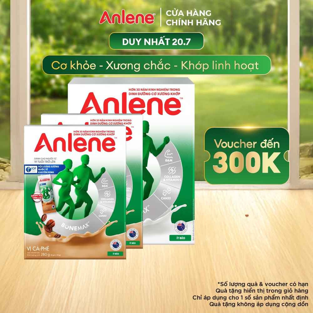 Combo 1 hộp Sữa Bột Anlene Gold Movepro Hương Vanilla 1,2Kg + 2 hộp Sữa Bột Anlene hương Cà phê hộp 