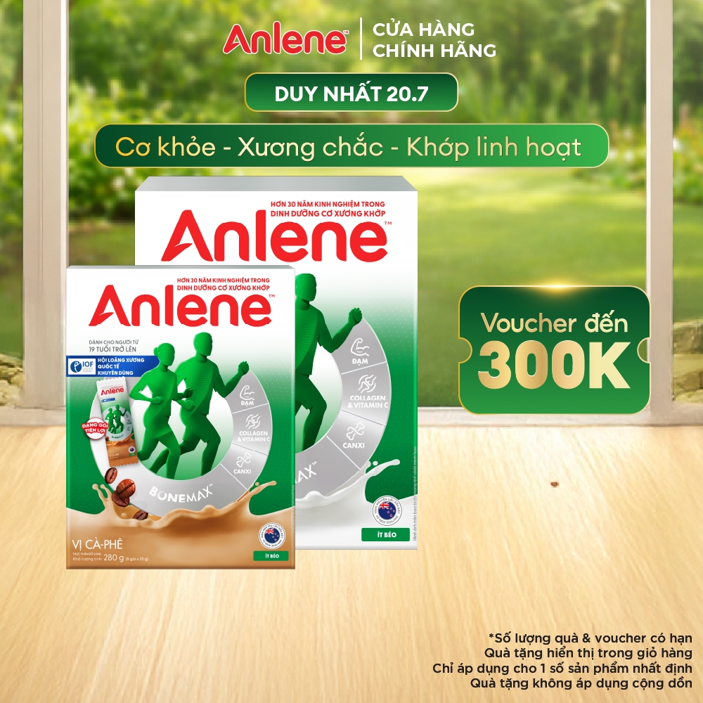 Combo 1 hộp Sữa Bột Anlene Gold Movepro Hương Vanilla 1,2Kg + 1 hộp Sữa Bột Anlene hương Cà phê hộp 