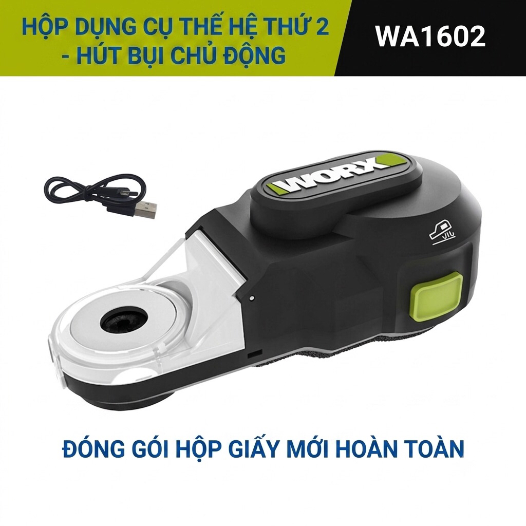 Máy hút bụi Worx WA1602 mạnh mẽ, nắp che bụi cho máy khoan búa điện, đầu nối thu gom bụi và hộp thu 
