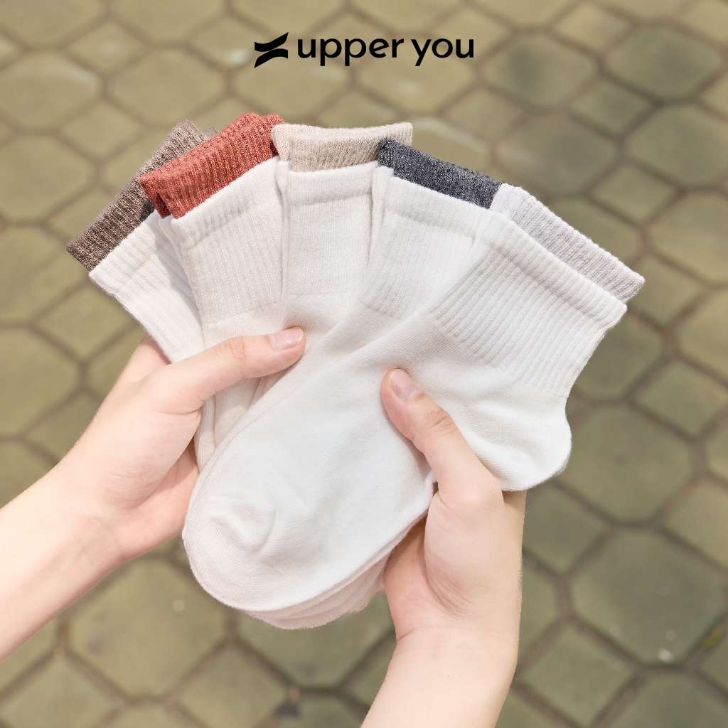 Tất Vớ Hai Viền Phối Màu Cổ Trung UPPER YOU Mềm Mại Thoáng Khí Thấm Hút Mồ Hôi - SWF205