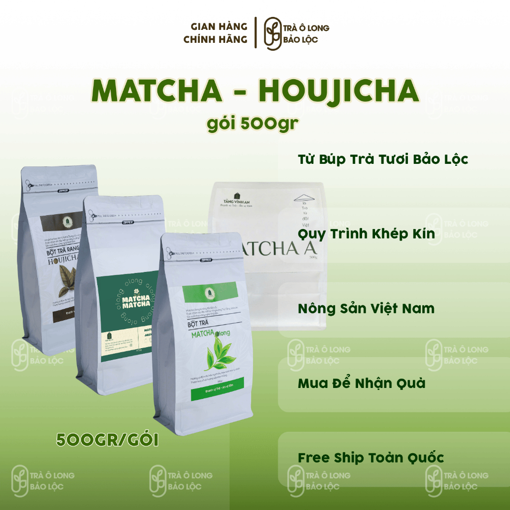 Bột Trà Matcha Olong -Matcha Lài - Houjicha - Trà Olong Bảo Lộc 500Gr - Tằng Vĩnh An