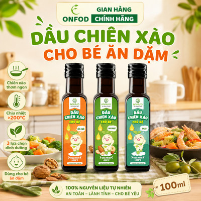Dầu chiên xào cho bé ăn dặm từ 6 tháng tuổi ANPASO ONFOD 100ml vị oliu óc chó mix hạt