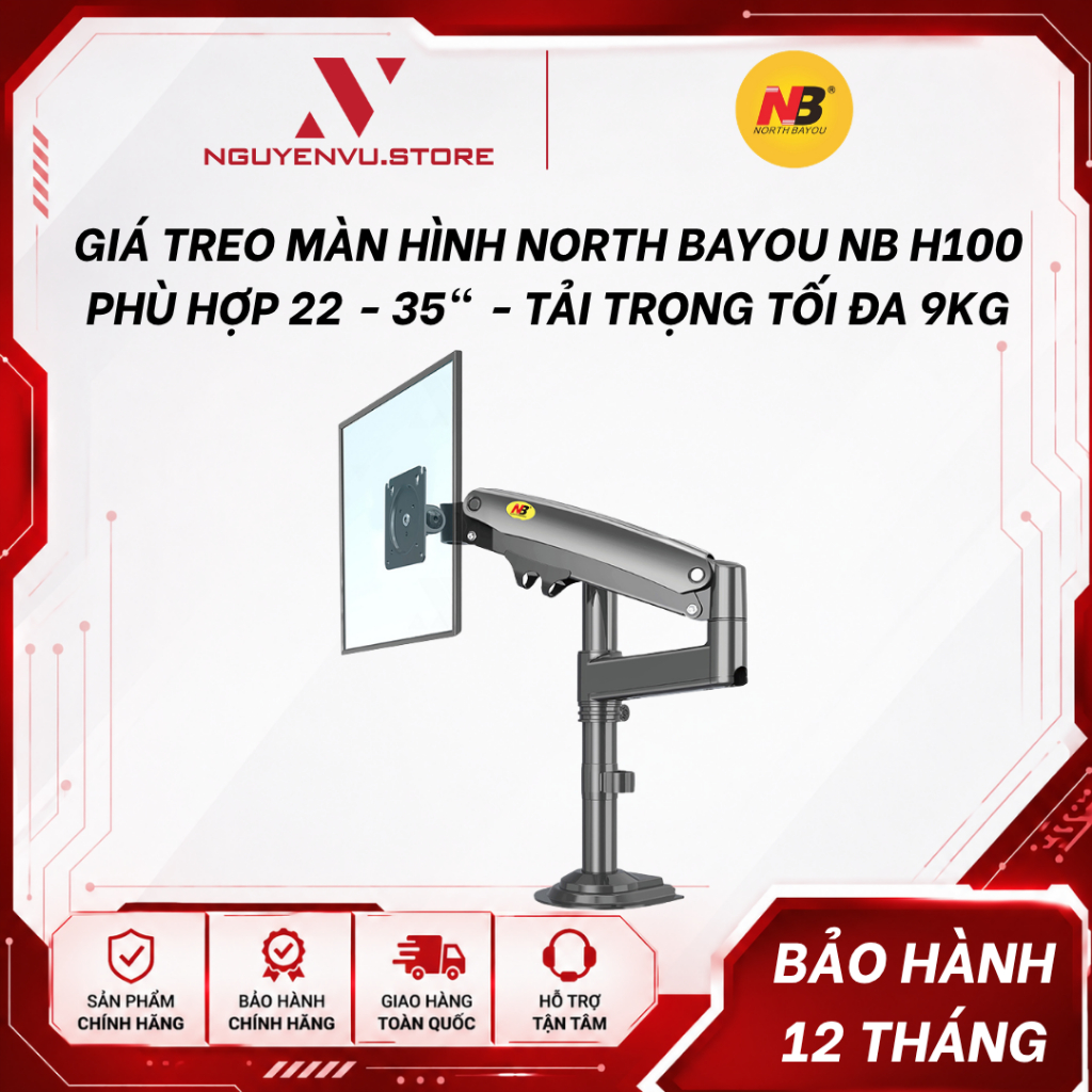 Giá treo màn hình North Bayou NB H100 - Phù hợp 22 - 35" - Tải trọng tối đa 9Kg - Hàng Chính Hãng