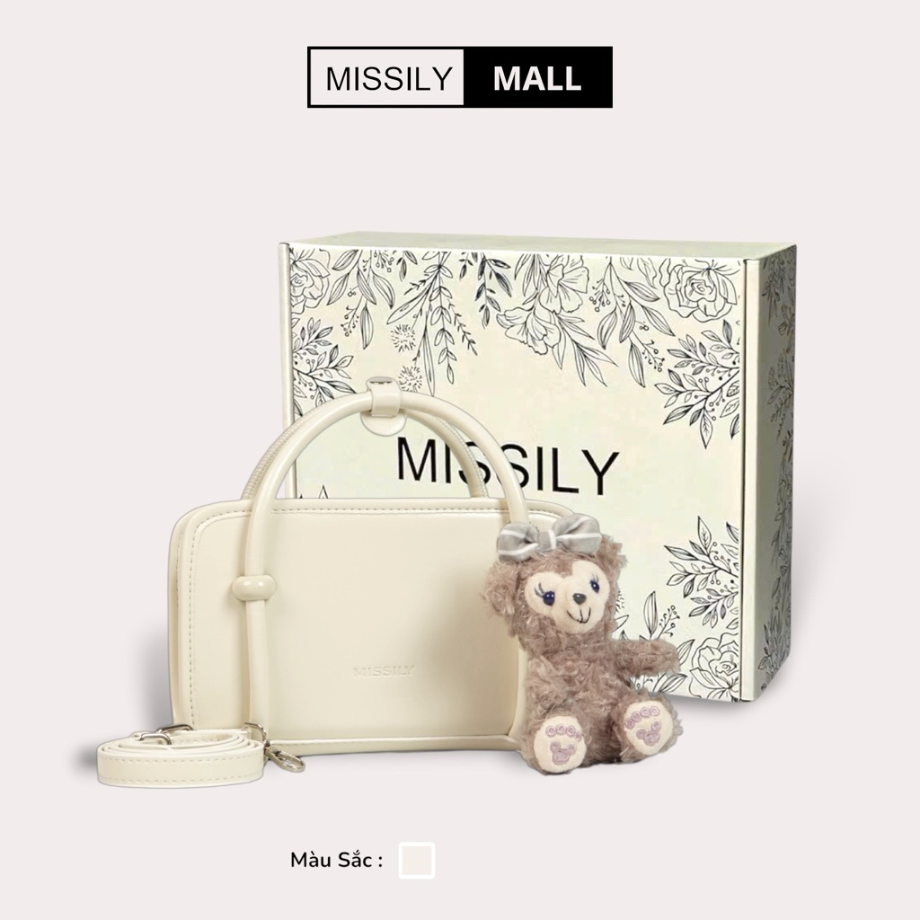 [Tặng hộp] Túi xách nữ, Túi quai đeo chéo chữ nhật tặng kèm charm gấu bông Missily size 20cm hot 2026 (ms019)