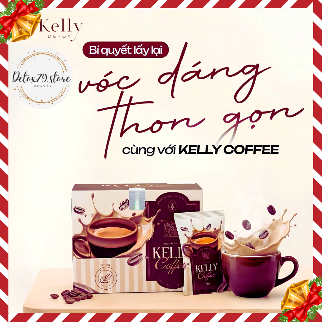 Kelly's vị Coffee, Cà phê hỗ trợ kiểm soát cân nặng, Cafe g.i.a.m c.â.n, Kelly detox (15gói/hộp)