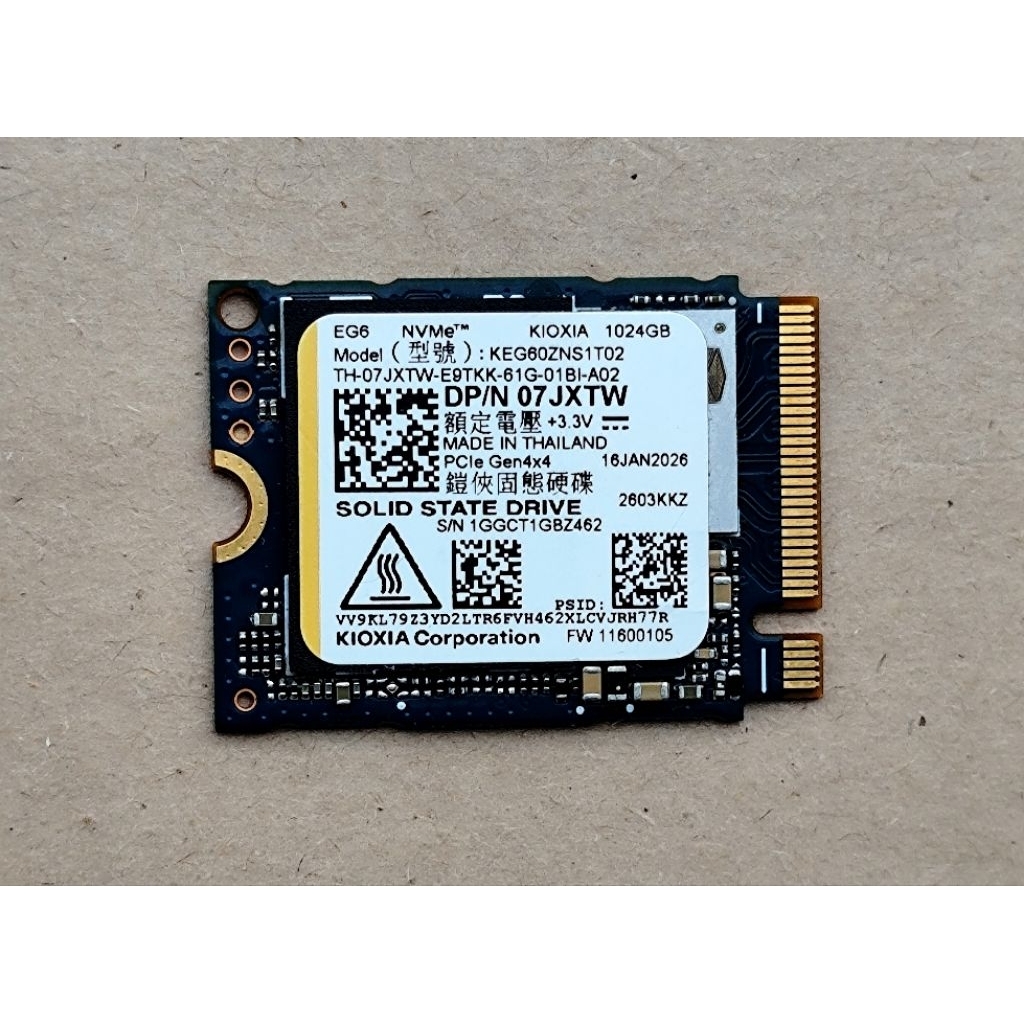 Ổ cứng Kioxia 1TB Gen4x4 EG6 chuẩn 2230 NVME bóc máy mới