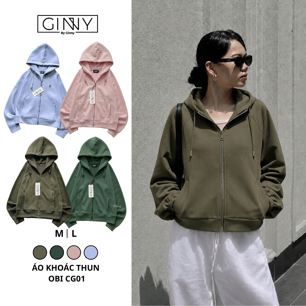 Áo Khoác 𝐆𝐈𝐍𝐍𝐘 Chống UV Thun Lạnh Obi CG04 Chất Dày Dặn Mũ To Cổ Cao Chống Nắng Nhiều Màu Sắc Pastel