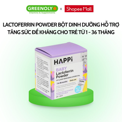 Lactoferrin tăng đề kháng HAPPi Baby Lactoferrin Powder Úc 100mg Hộp 28 Gói Cho Bé 1–36 Tháng