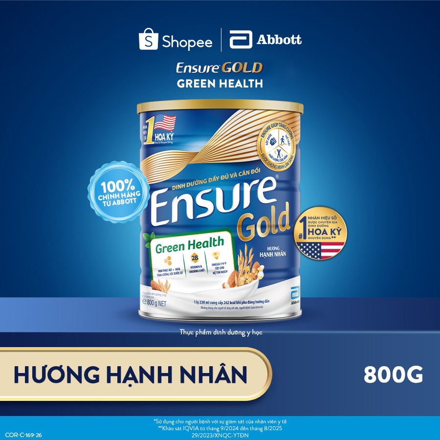 Sữa bột Ensure Gold Green Health 800g