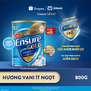 [HANNAH LIVE] Sữa bột Ensure Gold Abbott hương vani ít ngọt 800g