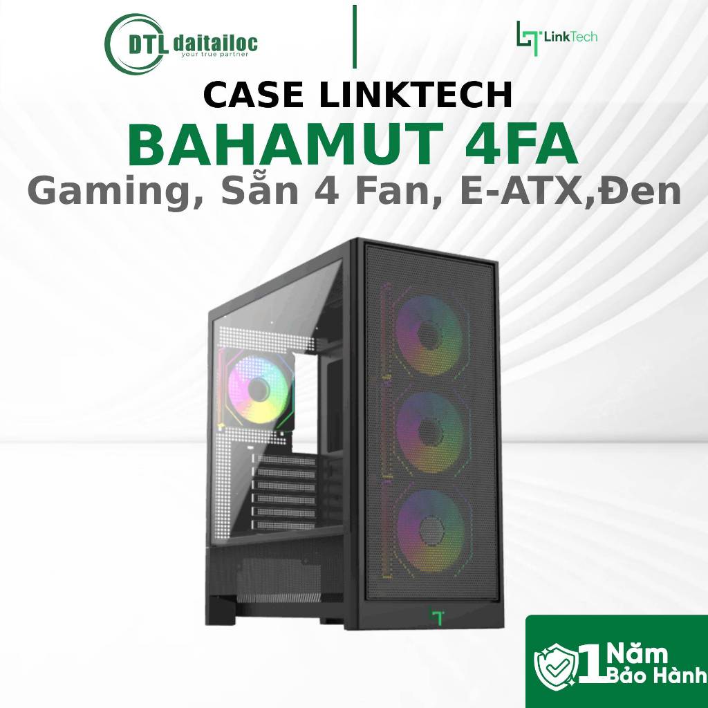 CASE LINKTECH BAHAMUT 4FA BAHAMUT M 4F Gaming Sẵn 4 Fan | Chính hãng | Bảo Hành 12 Tháng