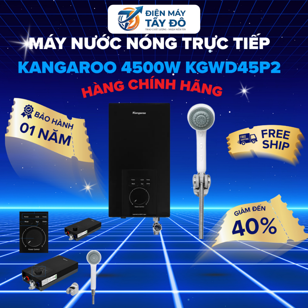 Máy Tắm Nóng Trực Tiếp 450W KGWD45P2 (Có Bơm) Chính Hãng Kangaroo