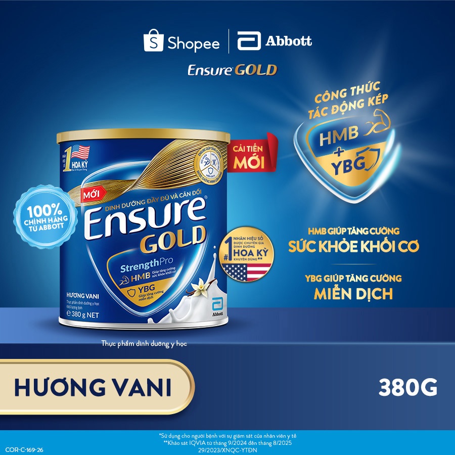 Sữa bột Ensure Gold Abbott hương vani 380g