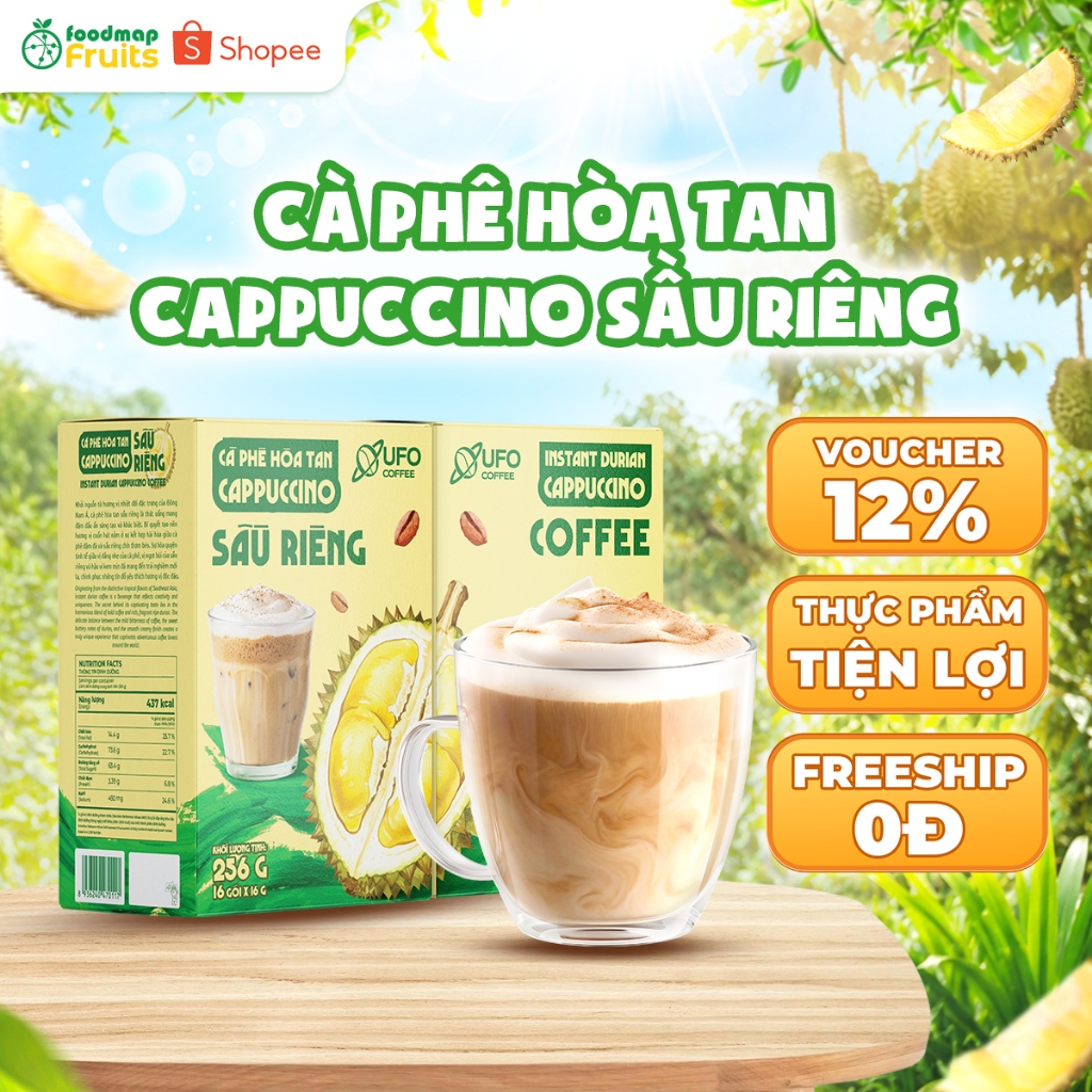 Cà Phê Cappuccino Sầu Riêng - UFO Coffee - Hộp 16 gói x 16g