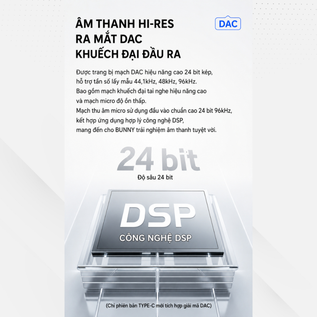 Tai Nghe IEM TANCHJIM BUNNY DSP Type-C | Jack 3.5mm | Có Mic | DAC Hi-Res | Chơi Game, Nghe Nhạc | BigBuy360 - bigbuy360.vn
