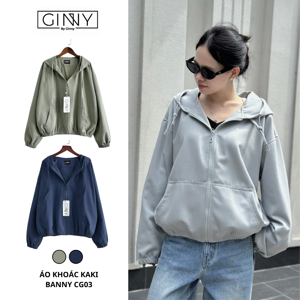 Áo khoác 𝐆𝐈𝐍𝐍𝐘 kaki Banny CG-03 màu sắc basic dễ phối chống nắng tốt