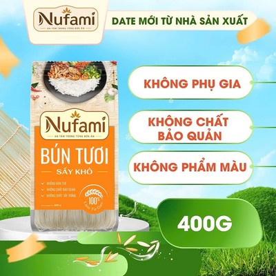 Bún Tươi Sấy Khô 400gr - Chính Hãng Nufami - Thơm Ngon, Làm Hoàn Toàn Từ Gạo 400gr