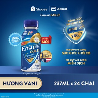[KOL LIVE] Thùng 24 chai Ensure GOLD 237ml chai phiên bản mới